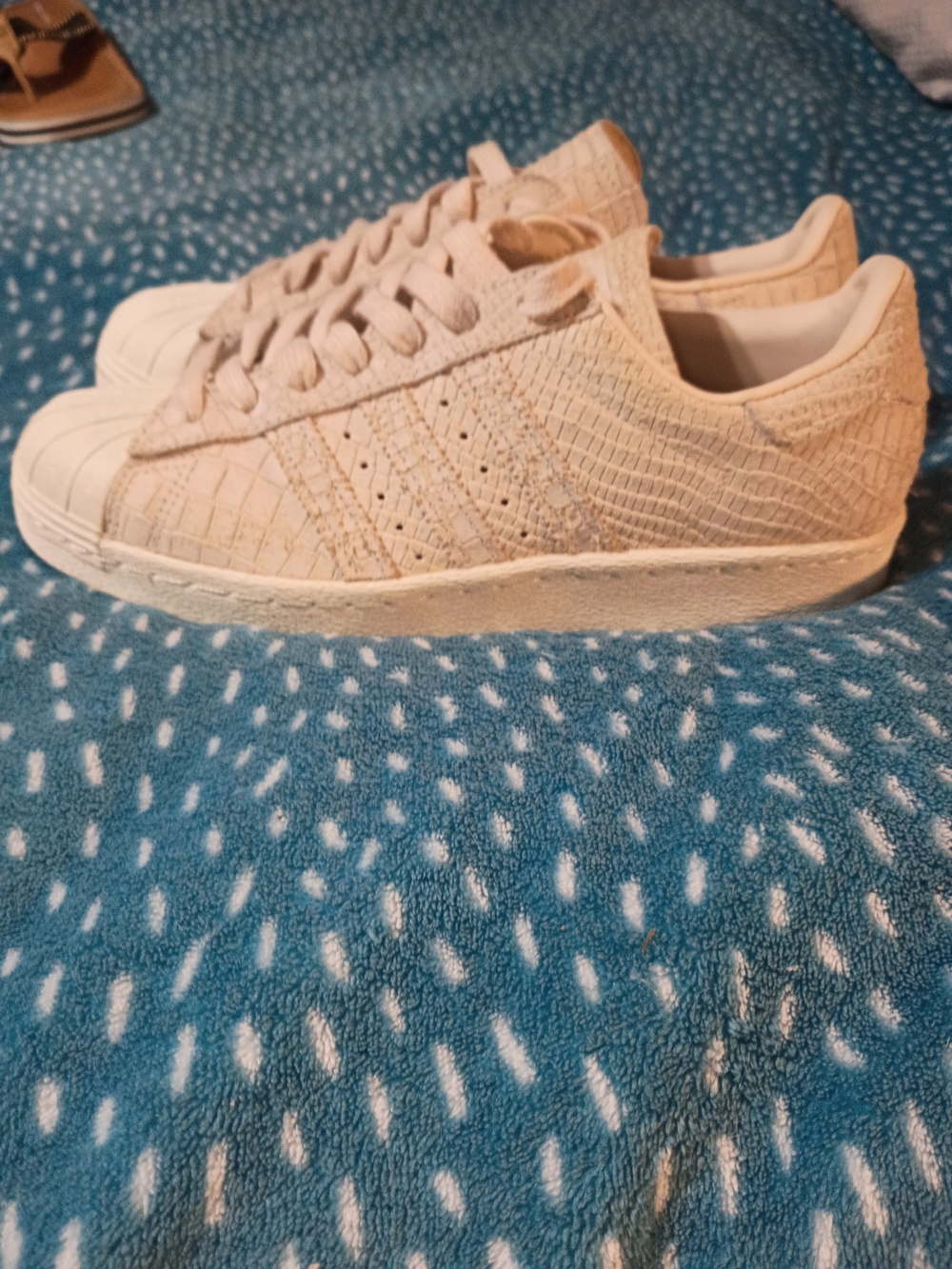 adidas Women's Cream Textured Shell-Toe Sneakers